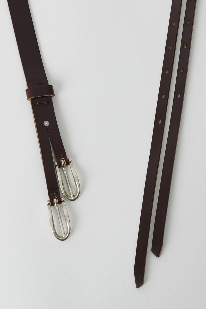 OUR LEGACY | TWIN TONGUE BELT / BURGUNDY CHROMEXCEL LEATHER