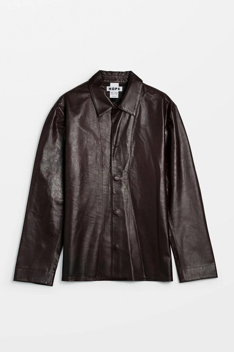 SATURN LEATHER SHIRT / RED WINE LEATHER