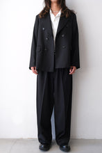 画像をギャラリービューアに読み込む, DOBBY CLOTH 2TUCK BELTED WIDE PANTS / BLACK