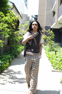 EDUCATION VEST / DARK BROWN LINEN [20%OFF]