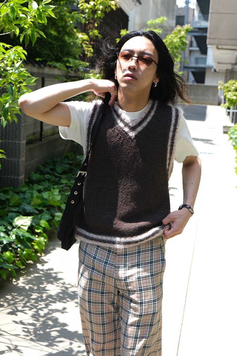 EDUCATION VEST / DARK BROWN LINEN [20%OFF]