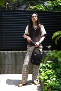 EDUCATION VEST / DARK BROWN LINEN [20%OFF]