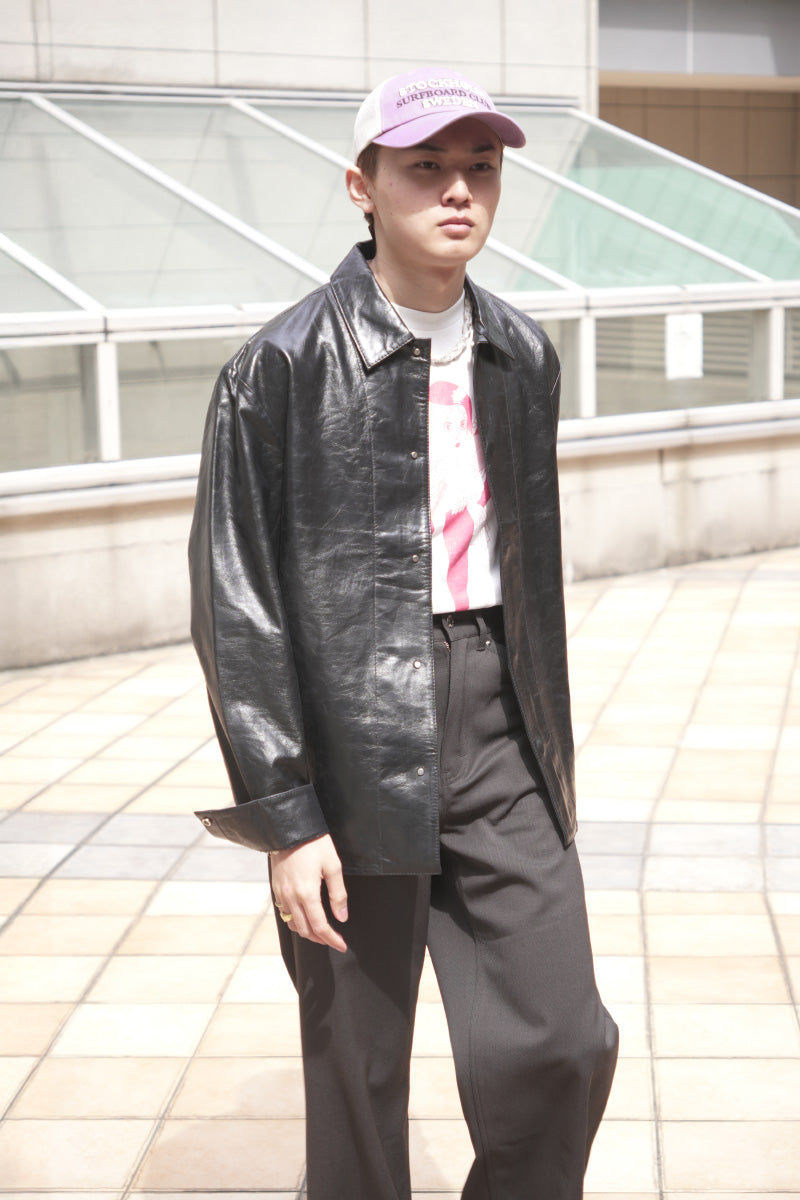 SATURN LEATHER SHIRT / VINTAGE BLACK LETAHER