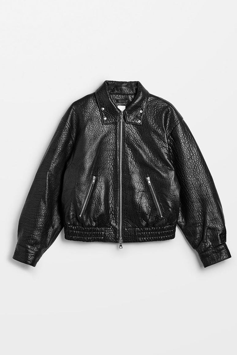 BEAM BOMBER JACKET / GRAINY BLACK LEATHER