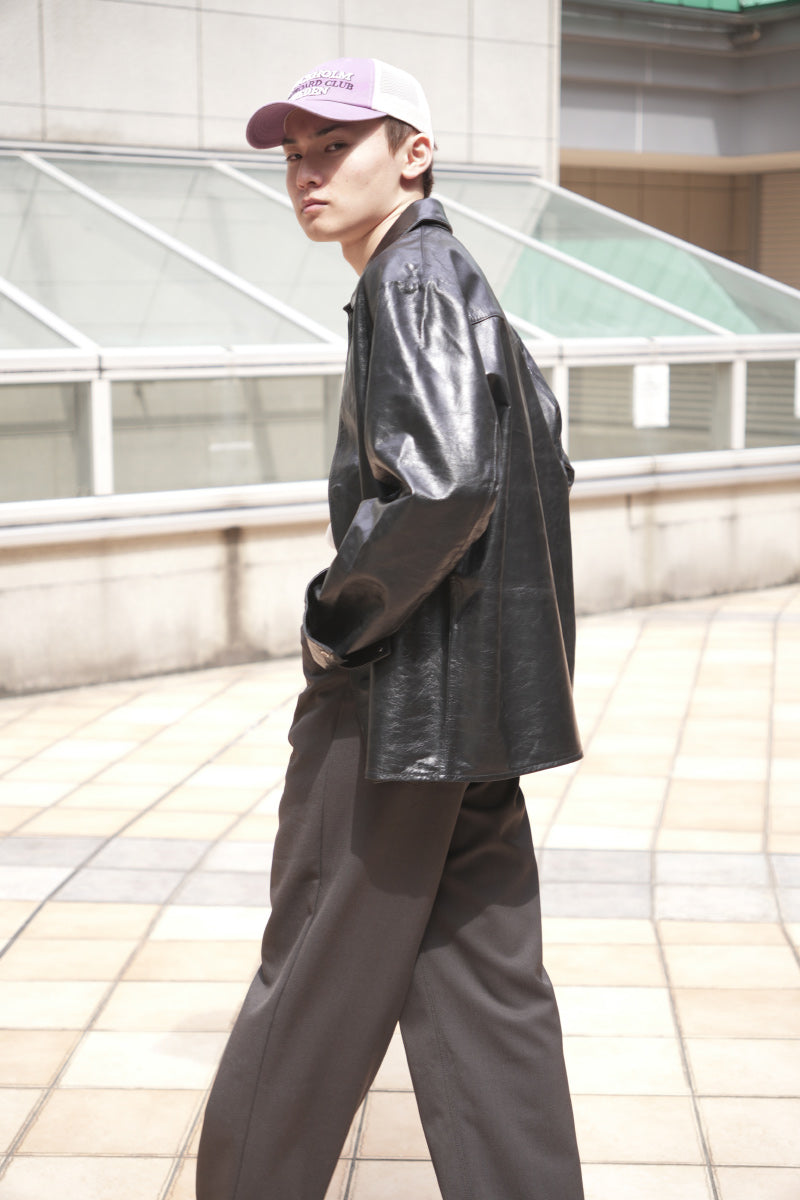 SATURN LEATHER SHIRT / VINTAGE BLACK LETAHER