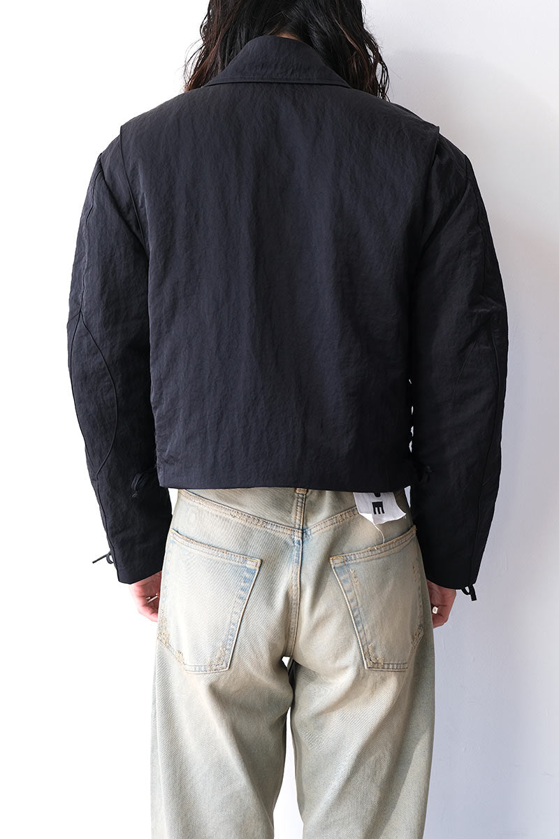 RIDER JACKET / BLACK NYLON TWILL [20% OFF]