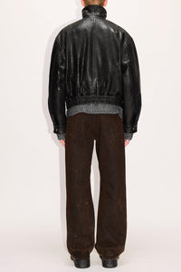 BEAM BOMBER JACKET / GRAINY BLACK LEATHER