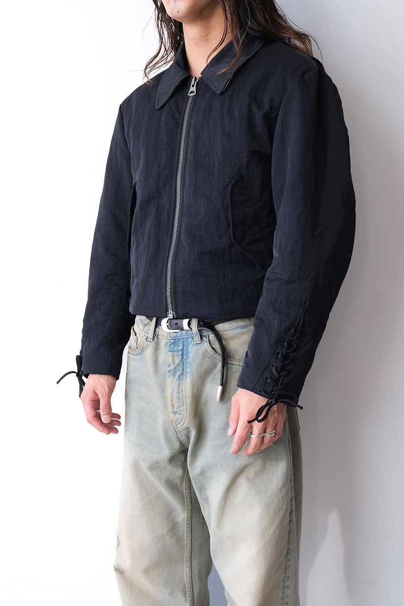 RIDER JACKET / BLACK NYLON TWILL [20% OFF]