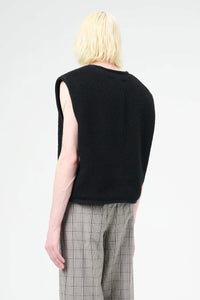 TOP VEST / EVENING BLACK BOUCLE WOOL