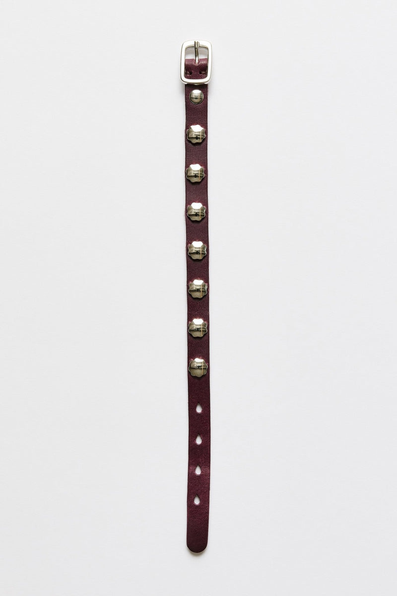 FLOWER BRACELET / MERLOT RED LEATHER