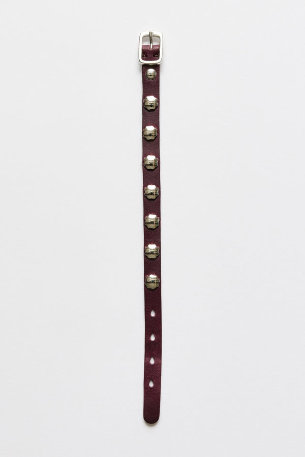FLOWER BRACELET / MERLOT RED LEATHER