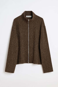 SHRUNKEN FULLZIP POLO / BROWN SPARSE BUCKLE WEAVE【予約商品】