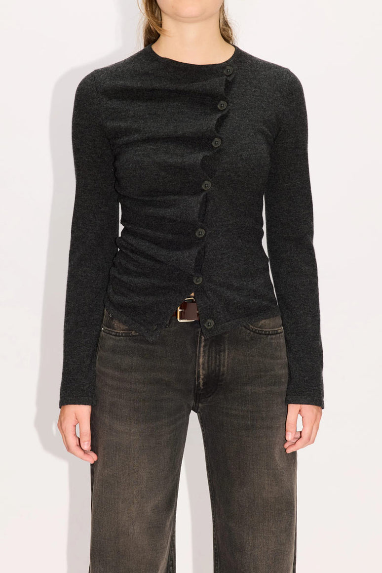 WAVE CARDIGAN / GREY CASHMERE BLEND