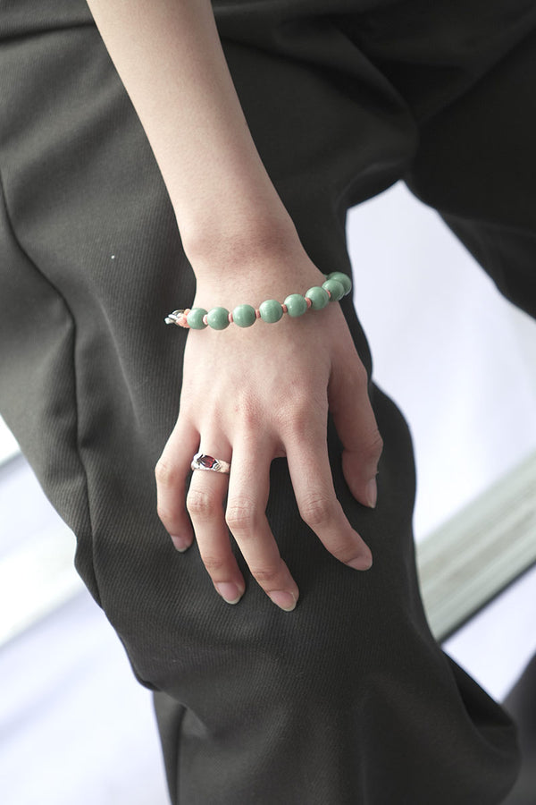 PERLEN SHORT KEY HOLDER / SALVIA-PEACH