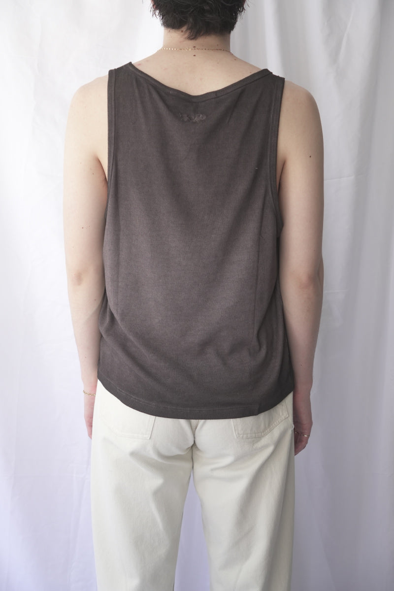 CYRIL TANK TOP / WASHED BROWN JERSEY RIB