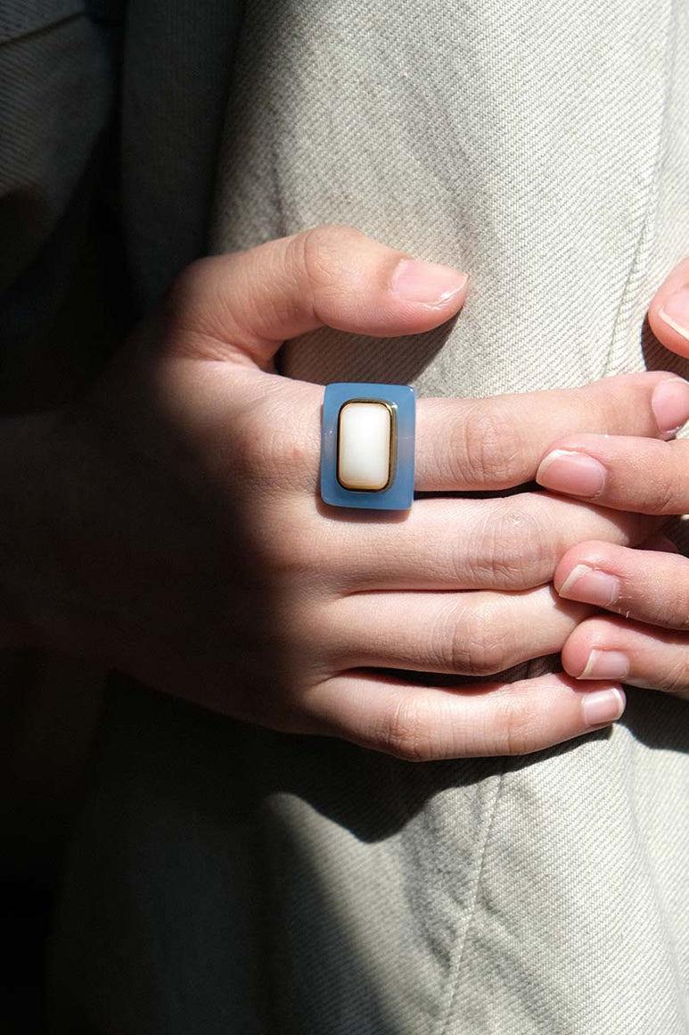 RECTANGLE RING / OPAL-SKY BLUE