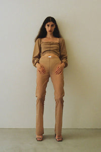 SKIN PU SEE-THROUGH PANTS / NUDE