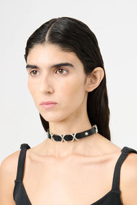 2CM CHOKER / TRIO CROSS BLACK LEATHER