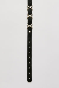 2CM CHOKER / TRIO CROSS BLACK LEATHER