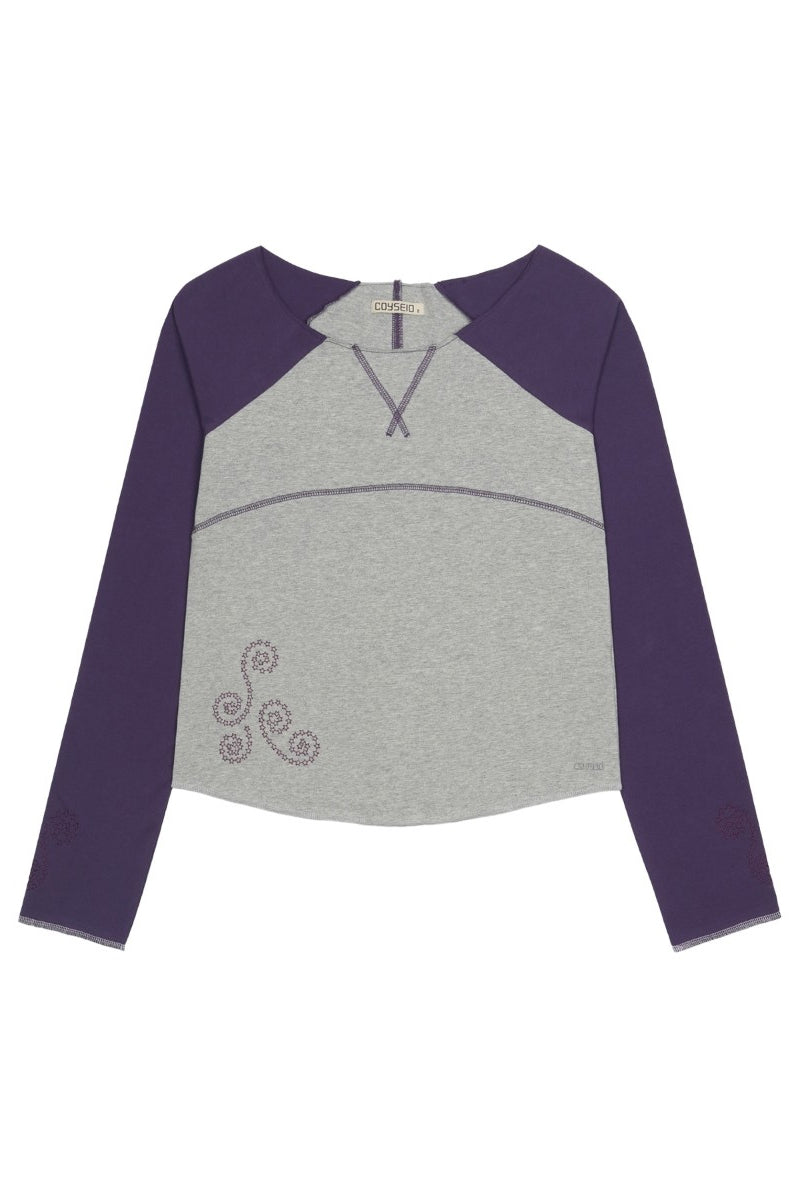 CUT-OFF RAGLAN LONG SLEEVE / PURPLE
