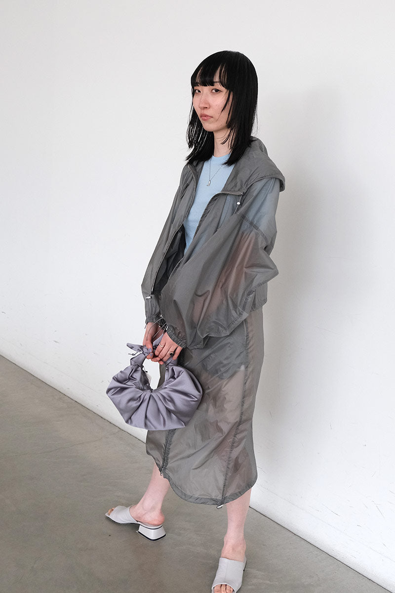 SKIN TAFFETA SEE-THROUGH BALLOON SKIRT / GRAY