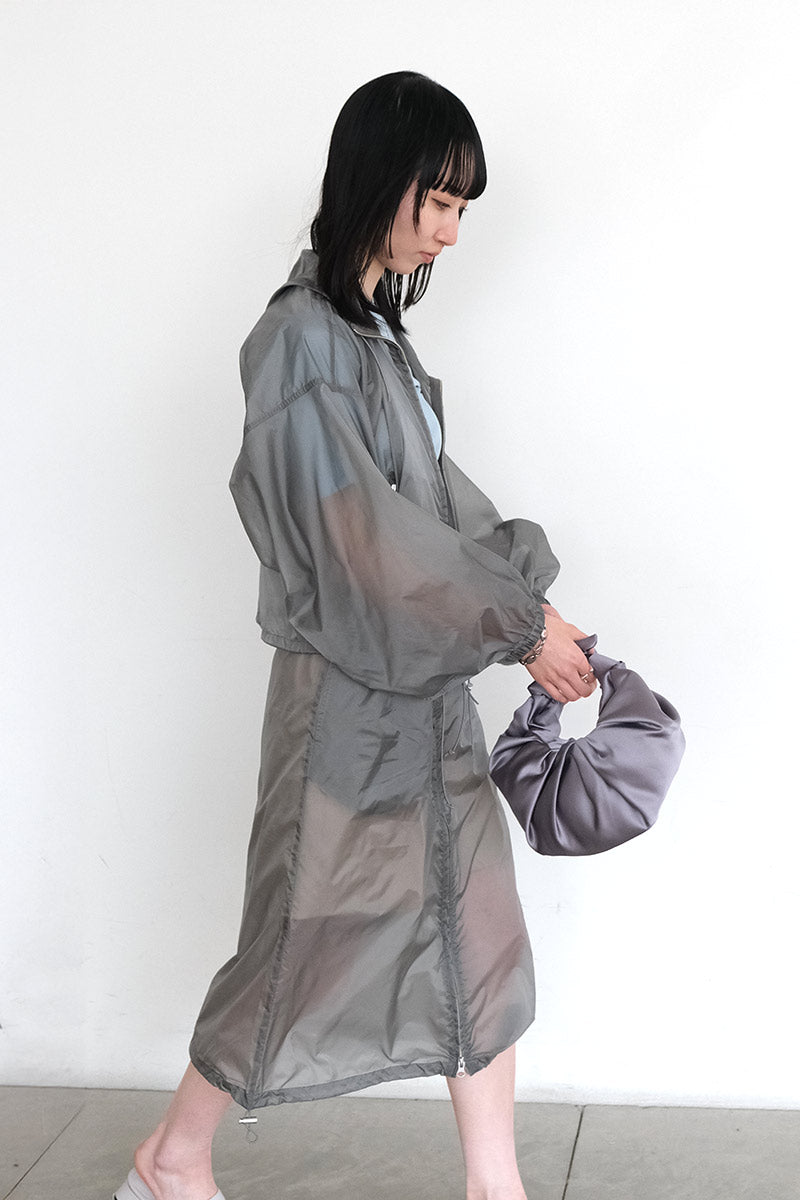 SKIN TAFFETA SEE-THROUGH BALLOON SKIRT / GRAY