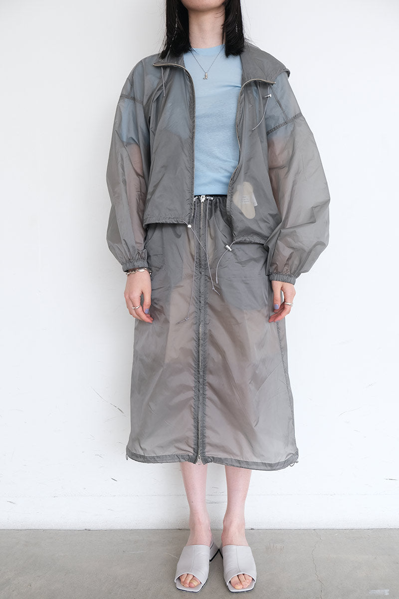 SKIN TAFFETA SEE-THROUGH BALLOON SKIRT / GRAY