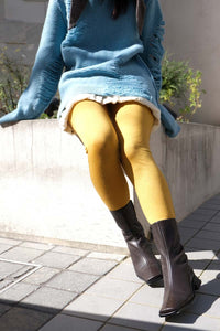 WOOL BACK BUTTON TIGHTS / YELLOW