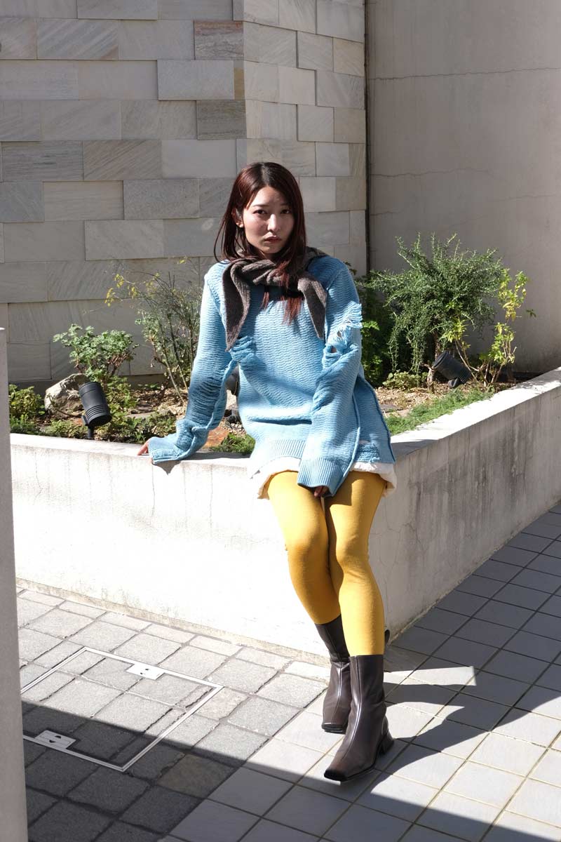 WOOL BACK BUTTON TIGHTS / YELLOW [30% 할인]