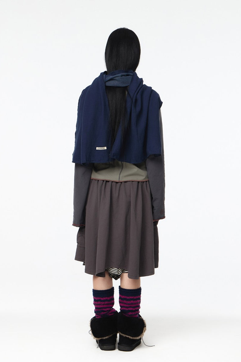 CUT-OFF RAGLAN LONG SLEEVE / CHARCOAL