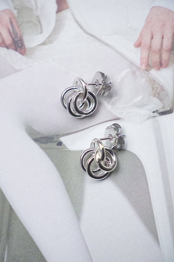 BABY CLUSTER STUDS EARRINGS / SILVER PLATED BRASS