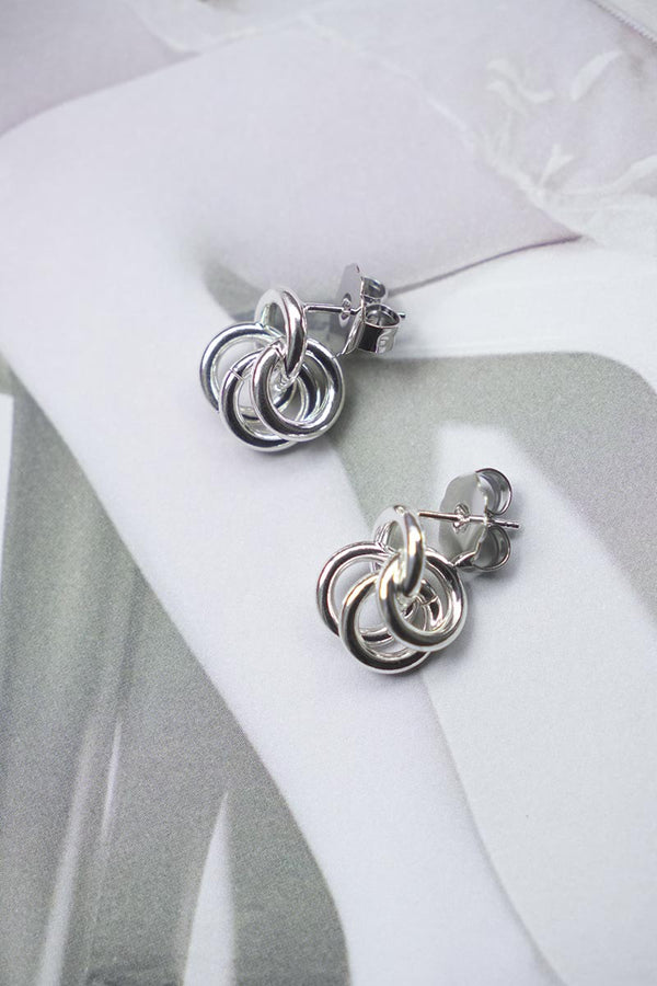 BABY CLUSTER STUDS EARRINGS / SILVER PLATED BRASS