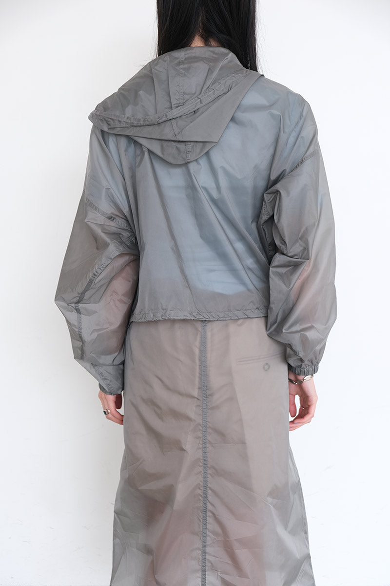 SKIN TAFFETA SEE-THROUGH BALLOON PARKA / GRAY
