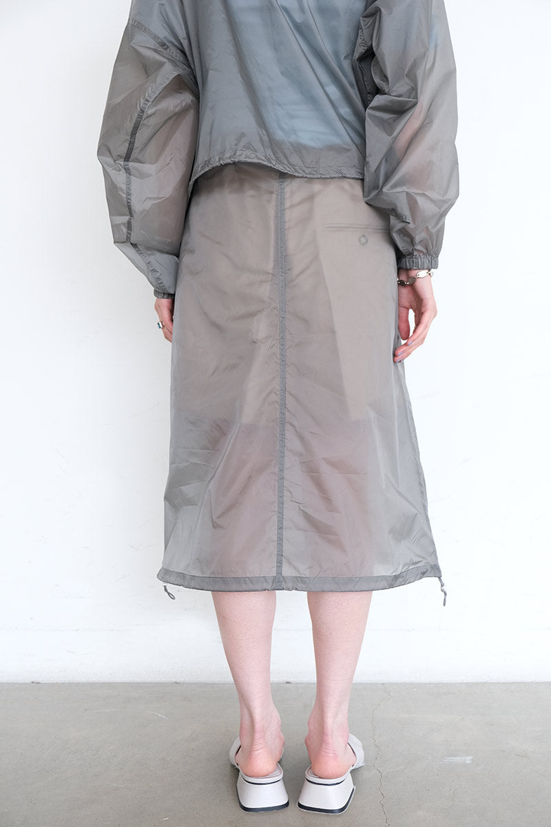 SKIN TAFFETA SEE-THROUGH BALLOON SKIRT / GRAY