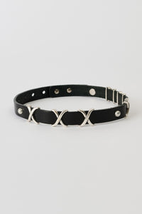 2CM CHOKER / TRIO CROSS BLACK LEATHER