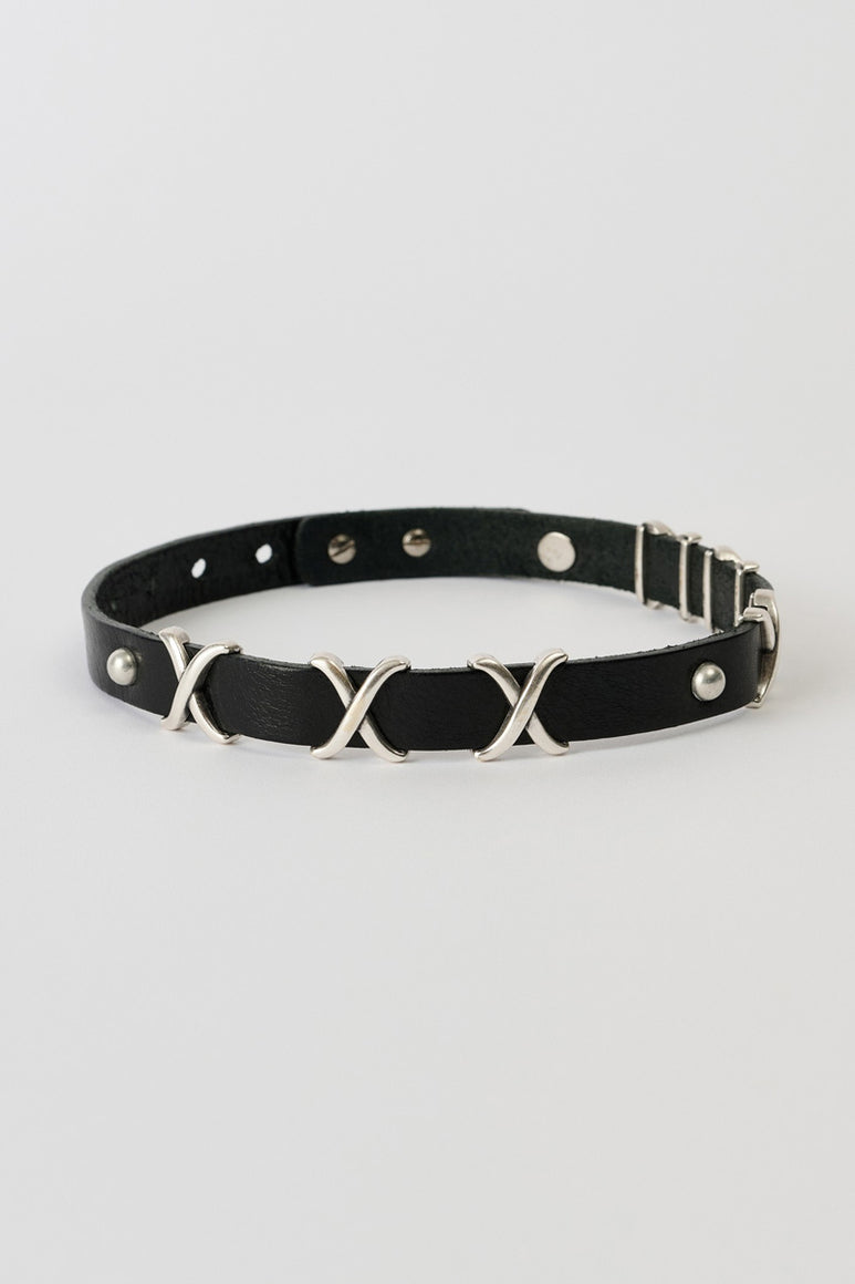 2CM CHOKER / TRIO CROSS BLACK LEATHER