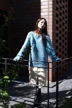 Load image into Gallery viewer, EXTRA FINE MERINO WOOL DISTRESSED SWEATER / SKY