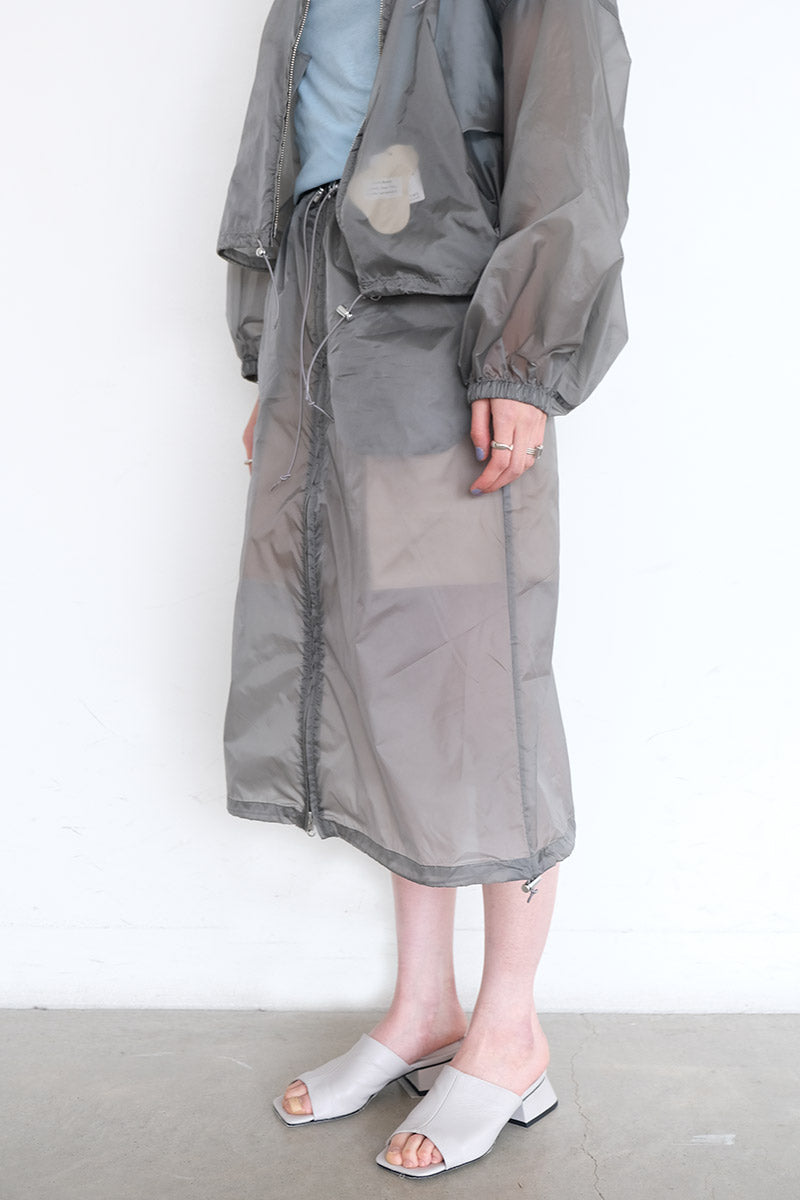 SKIN TAFFETA SEE-THROUGH BALLOON SKIRT / GRAY