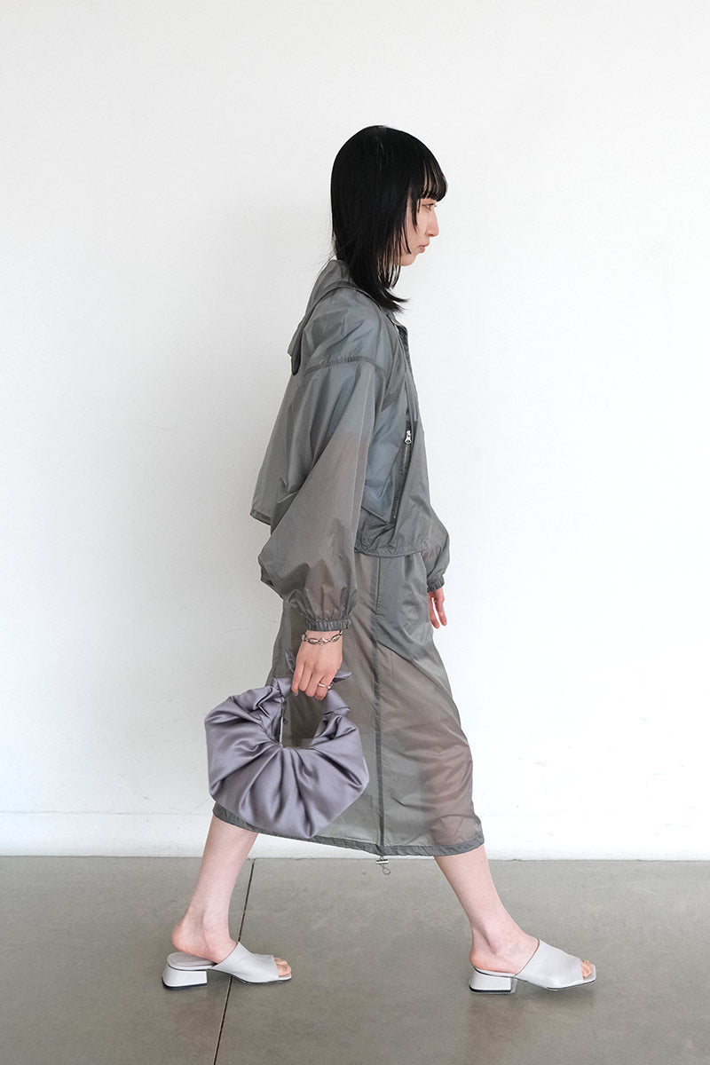 SKIN TAFFETA SEE-THROUGH BALLOON SKIRT / GRAY