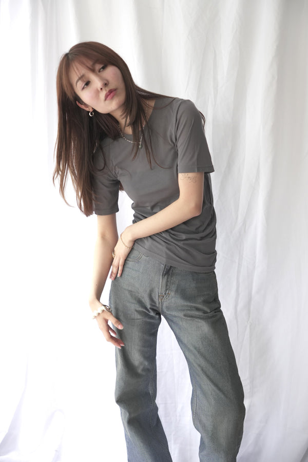 HIGH TWIST JERSEY DISTORTED S/S TEE / GRAY