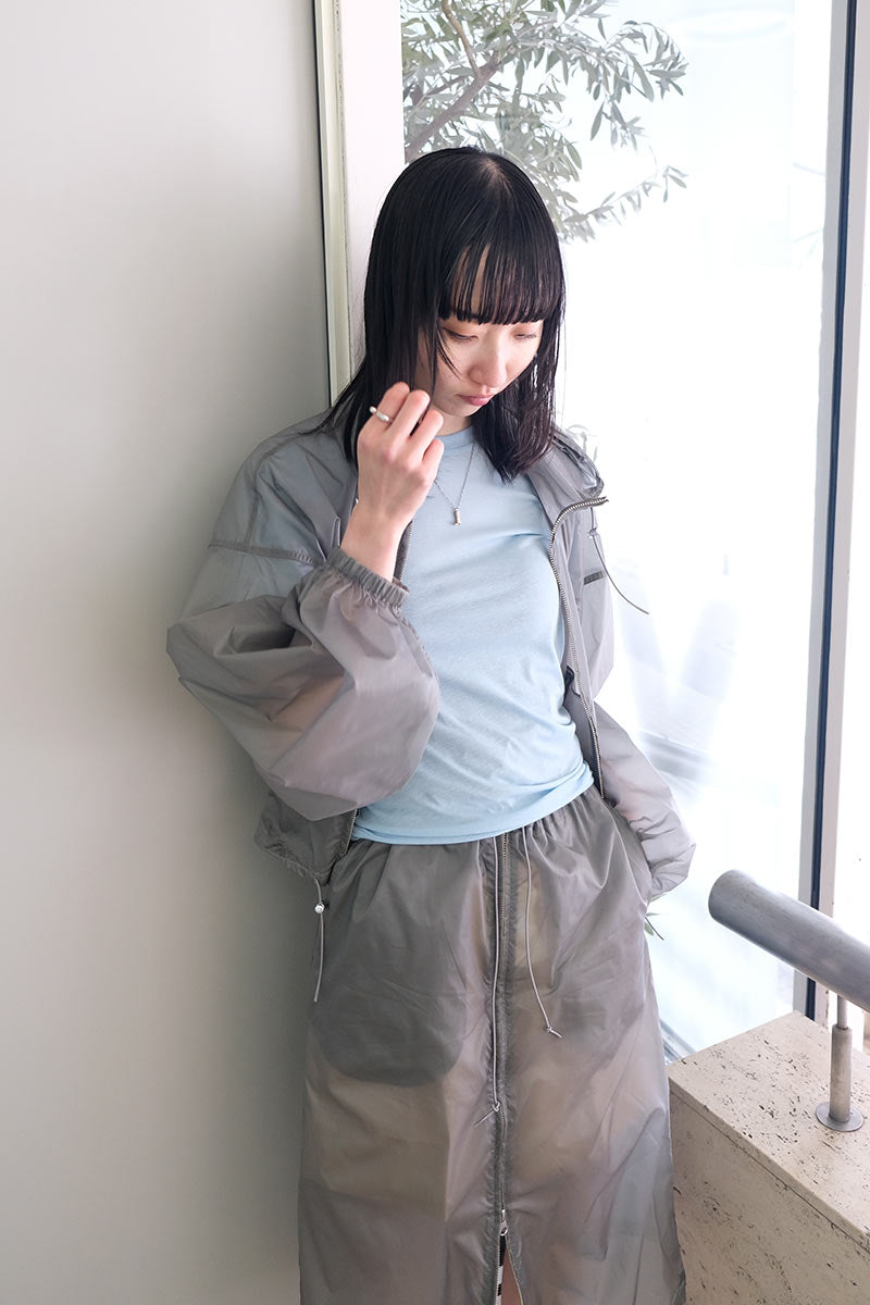 SKIN TAFFETA SEE-THROUGH BALLOON SKIRT / GRAY