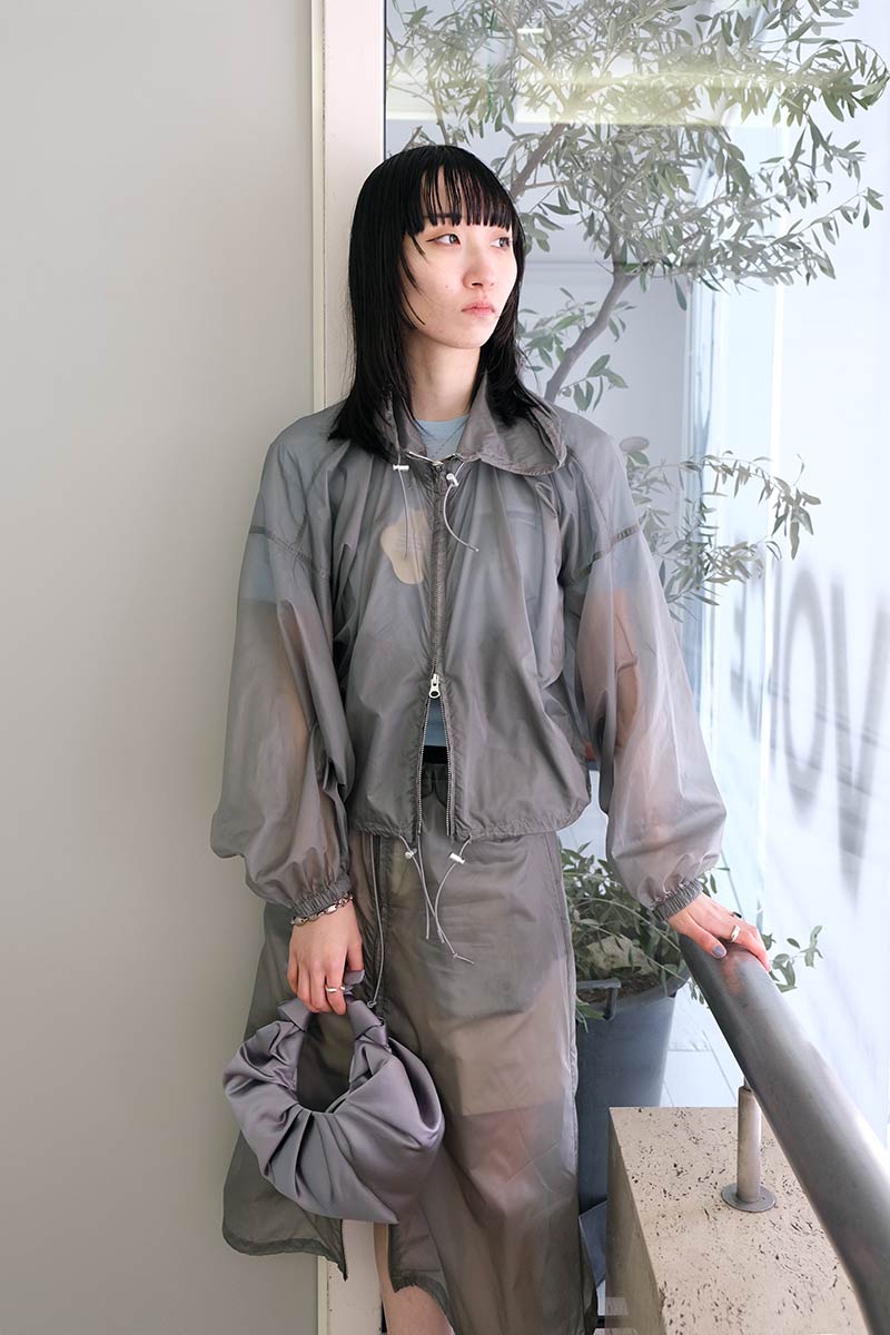 littlesuzie ミリタリーパーカー LITTLE $UZIE | SKIN TAFFETA SEE-THROUGH BALLOON PARKA / GRAY
