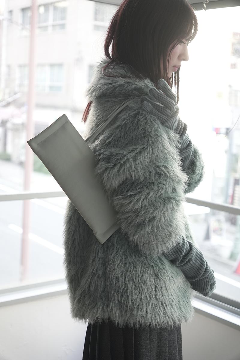 ECO FUR SNAP FRONT JACKET / SAX BLUE