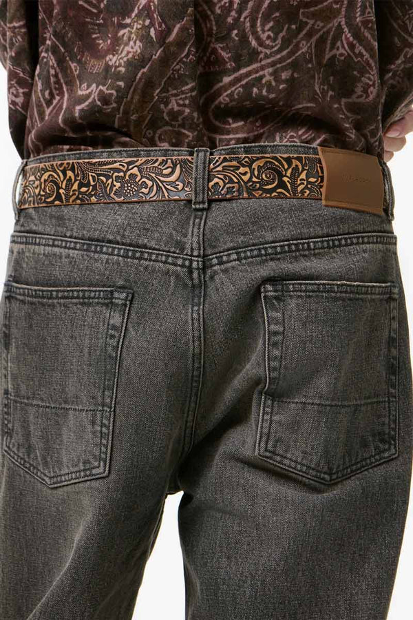 4CM BELT / PAISLEY BLACK VINTAGE LEATHER
