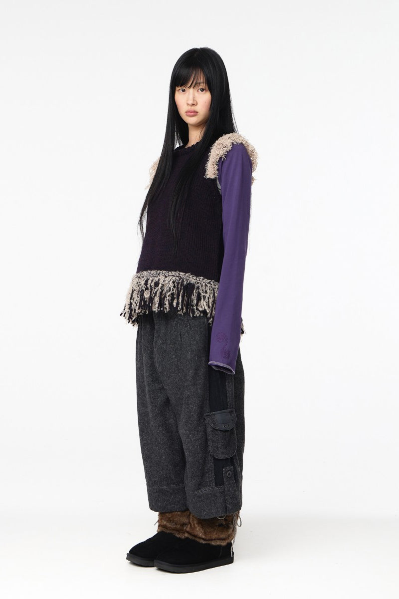 SIDE PANEL WIDE PANTS / DARK GREY