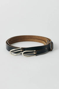 TWIN TONGUE BELT / BLACK CHROMEXCEL LEATHER