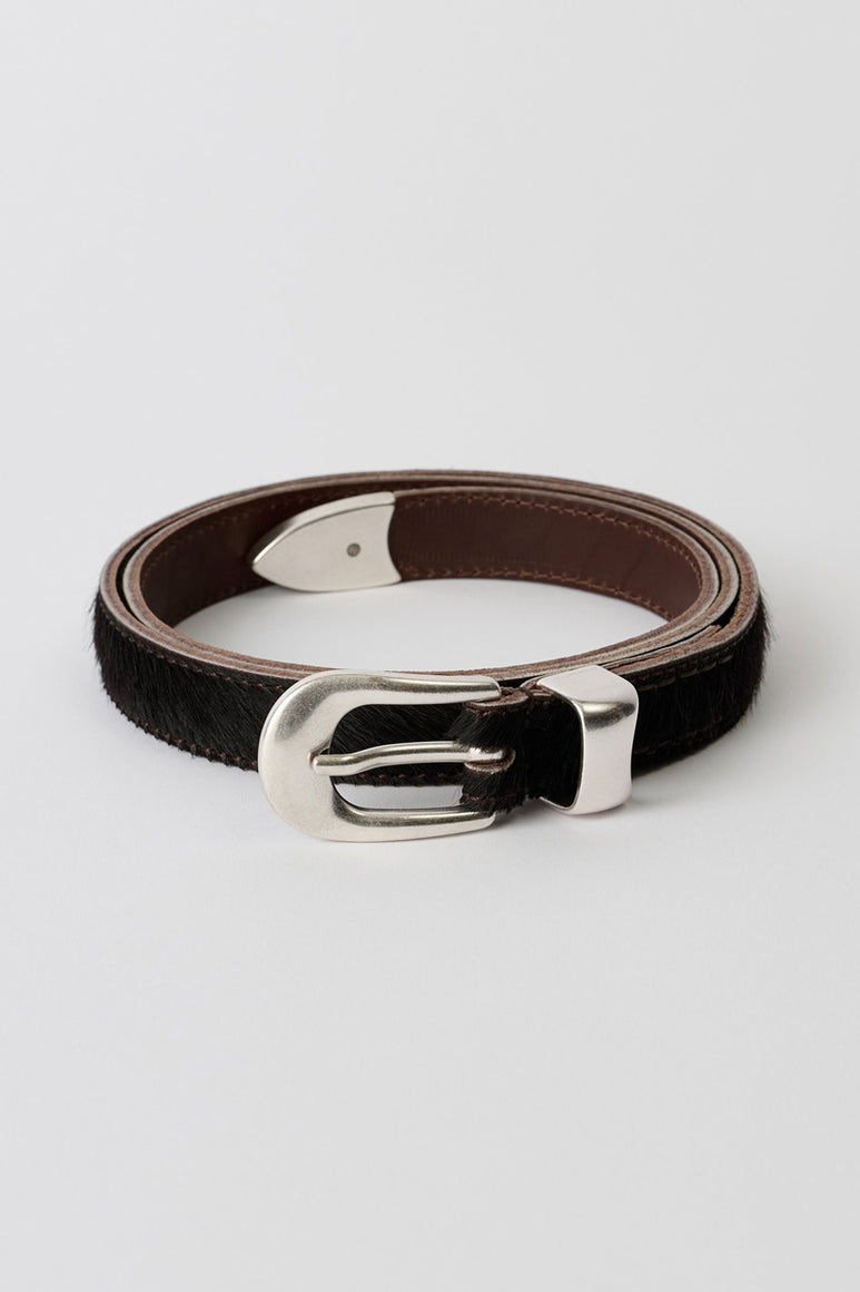 2CM BELT / CHOCOLATE HAIR ON HIDE