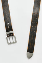 Load image into Gallery viewer, 4CM DOUBLE TONGUE BELT / VINTAGE BLACK LEATHER