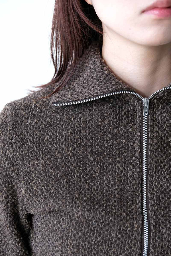SLIM ZIP LONGSLEEVE / BROWN SPARSE BUCKLE WEAVE [20%OFF]