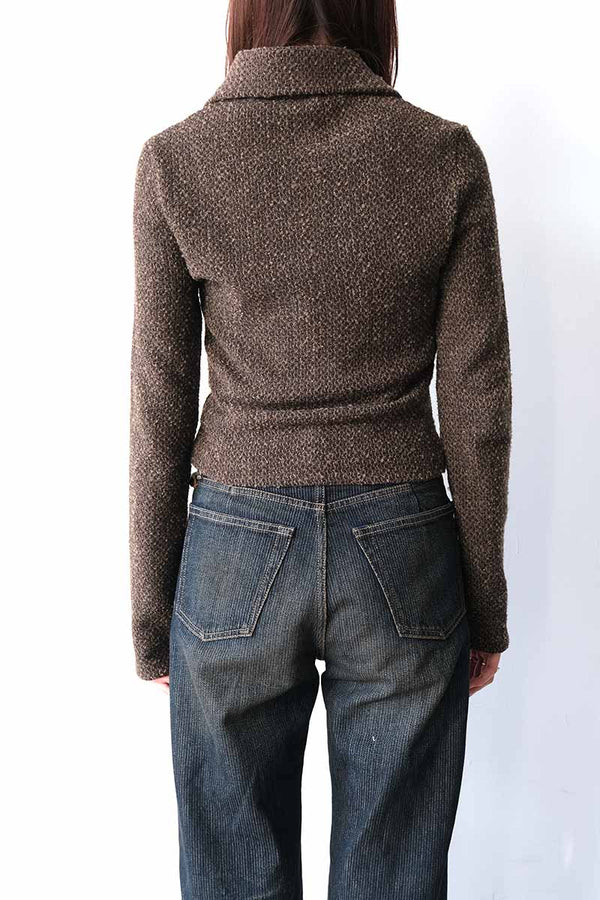 SLIM ZIP LONGSLEEVE / BROWN SPARSE BUCKLE WEAVE [20%OFF]